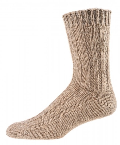 Socken mit Schafwolle und Alpaka,  "100% Naturfasern", Gr. 43-46, Beigemelange
