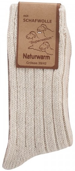 Norweger-Socken mit Schafwolle, Gr. 35-38, Natur