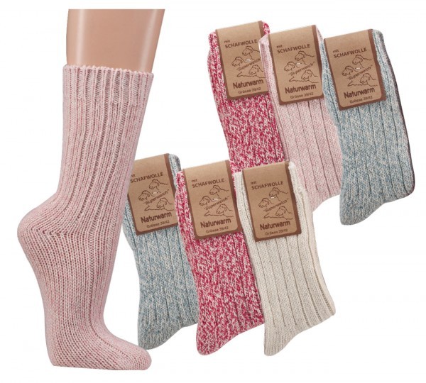Norweger-Socken mit Schafwolle, Gr. 35-38, Rosa