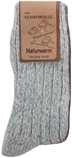 Norweger-Socken mit Schafwolle, Gr. 35-38, Hellblau