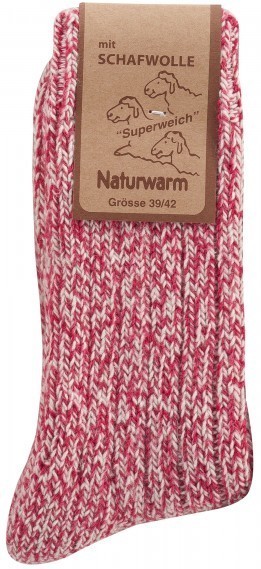 Norweger-Socken mit Schafwolle, Gr. 39-42, Pink