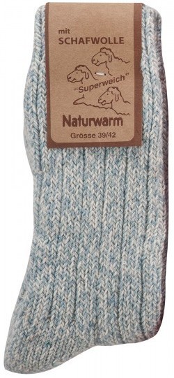 Norweger-Socken mit Schafwolle, Gr. 39-42, Hellblau