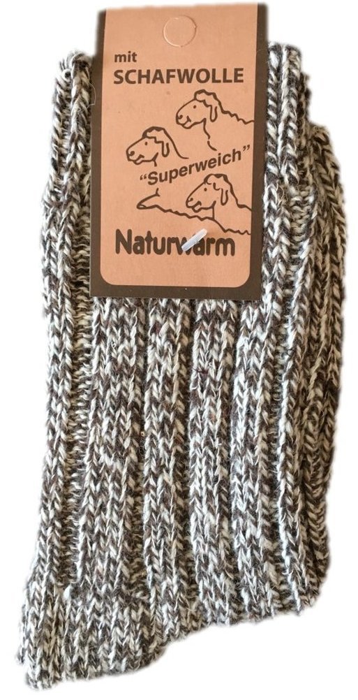 Norweger-Socken, Naturwarm mit Schafwolle, Gr. 43-46, Braun-/ Beige- Melange