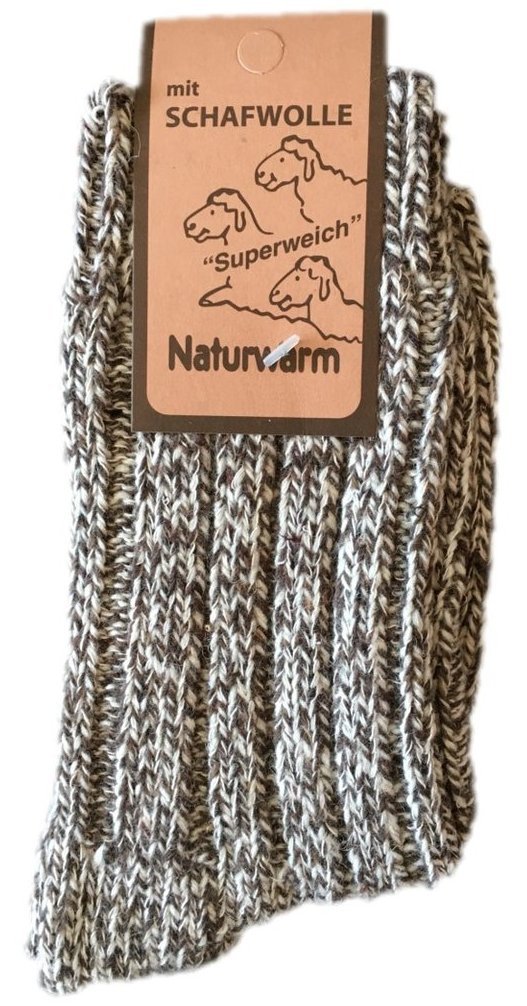 Norweger-Socken, Naturwarm mit Schafwolle, Gr. 47-50, Braun-/ Beige- Melange