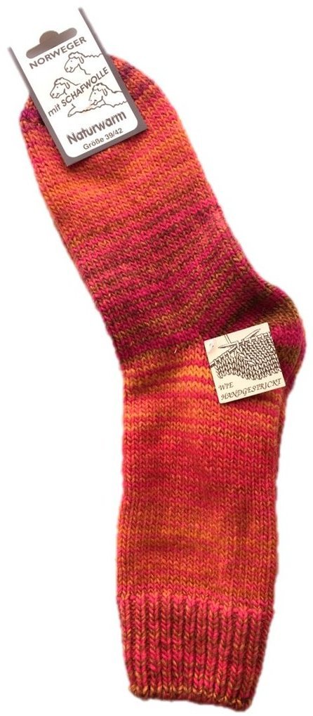 Wollsocken "wie handgemacht" - Skandinavien-Style, Größe 39-42, Rot-Pink