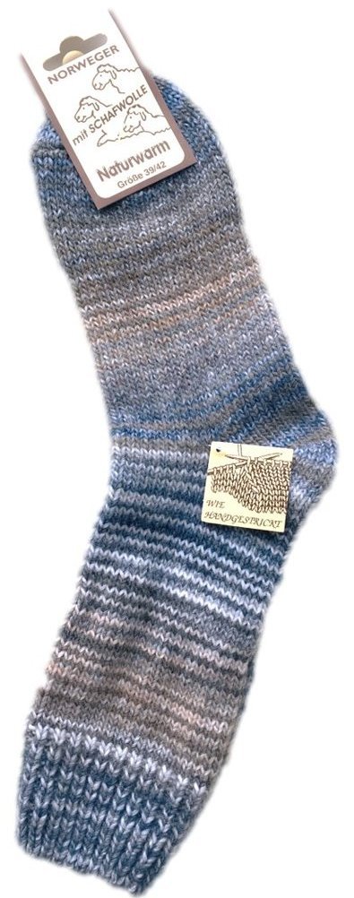 Wollsocken "wie handgemacht" - Skandinavien-Style, Größe 39-42, Grau-Beige