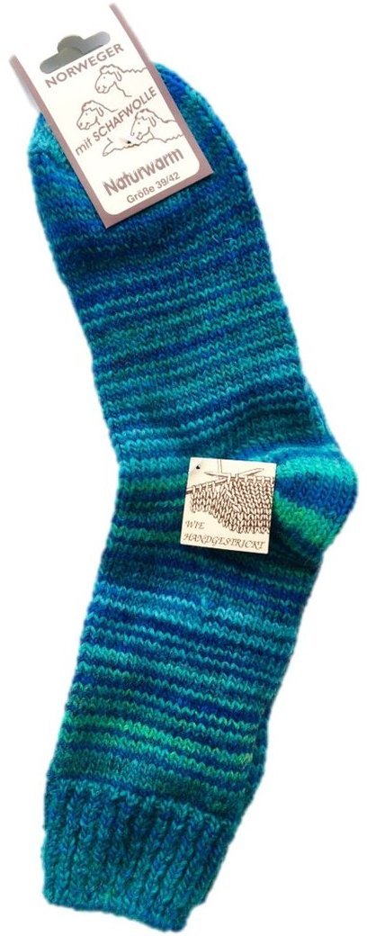 Wollsocken "wie handgemacht" - Skandinavien-Style, Größe 39-42, Blau-Grün