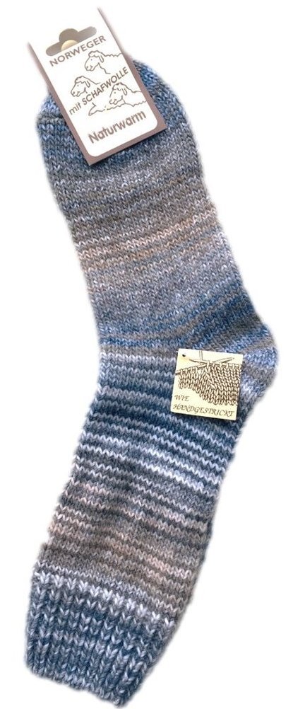 Wollsocken "wie handgemacht" - Skandinavien-Style, Größe 35-38, Grau-Beige