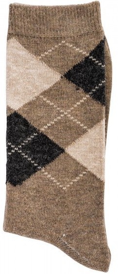 Karo-Socken mit Alpaka, Gr. 35-38, Braun