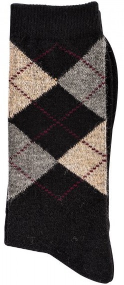 Karo-Socken mit Alpaka, Gr. 35-38, Schwarz