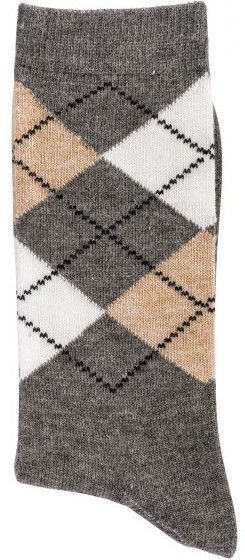 Karo-Socken mit Alpaka, Gr. 39-42, Grau