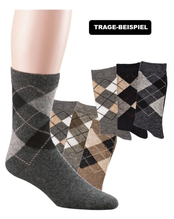 Karo-Socken mit Alpaka, Gr. 39-42, Braun