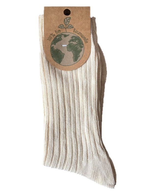 Socken aus BIO-Baumwolle für Damen und Herren, Gr. 35-38, Natur-Beige