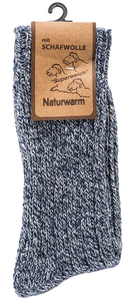 Norweger-Socken mit Schafwolle, Gr. 39-42, Blau-Beige