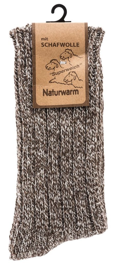 Norweger-Socken mit Schafwolle, Gr. 39-42, Braun-Beige