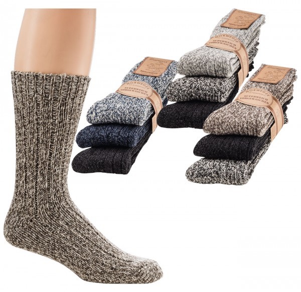 Norweger-Socken mit Schafwolle, Gr. 39-42, Schwarz-Weiss