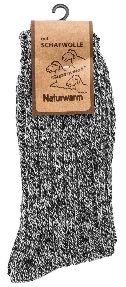 Norweger-Socken mit Schafwolle, Gr. 39-42, Schwarz-Weiss