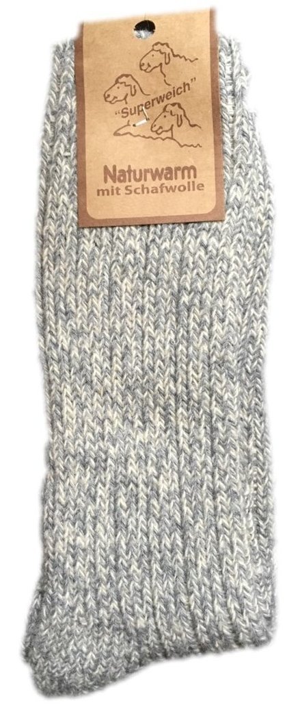 Norweger-Socken mit Schafwolle, Gr. 43-46, Grau-Beige