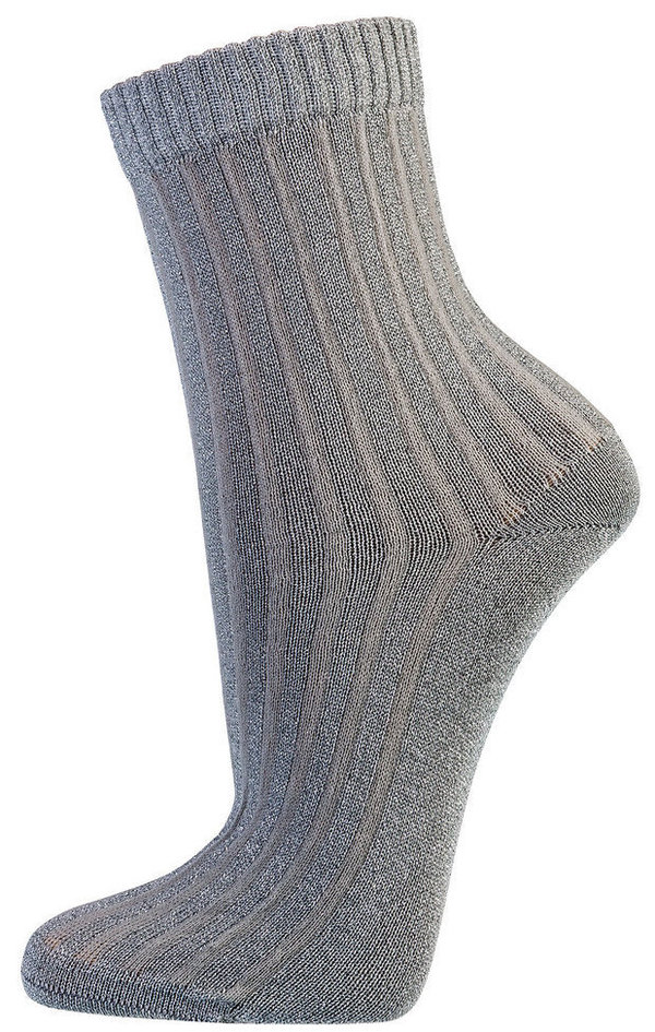Damensocken in Streifendesign, Größe 35-38, Grau