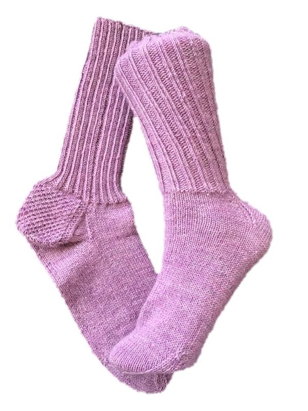 Handgestrickte Socken, Gr. 44/45, Lila