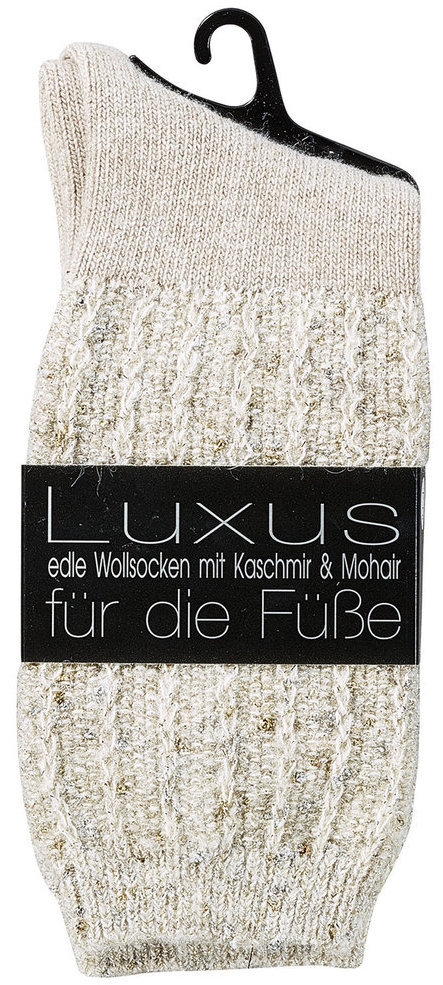 "Glamour" Wollsöckchen mit Mohair & Kaschmir, Beige, Größe 39-42