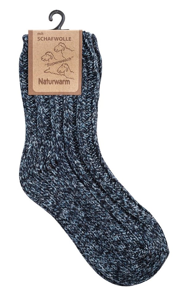 Kinder Norweger-Socken mit Wolle, Gr. 35-38, Blau