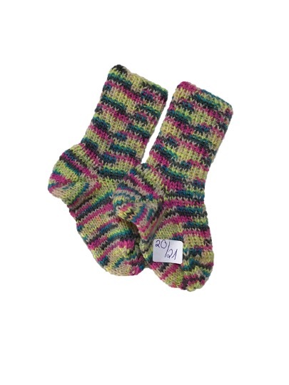 Handgestrickte Socken für Babys, Gr. 20/21, Gelb/ Bunt