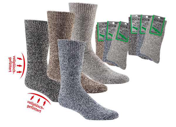 VollplüschHerren THERMO-Socken mit Wolle, Gr. 39-42, Schwarz
