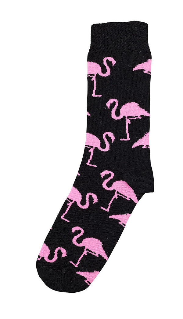 Motivsocken "Flamingo", Größe 39-42, Schwarz