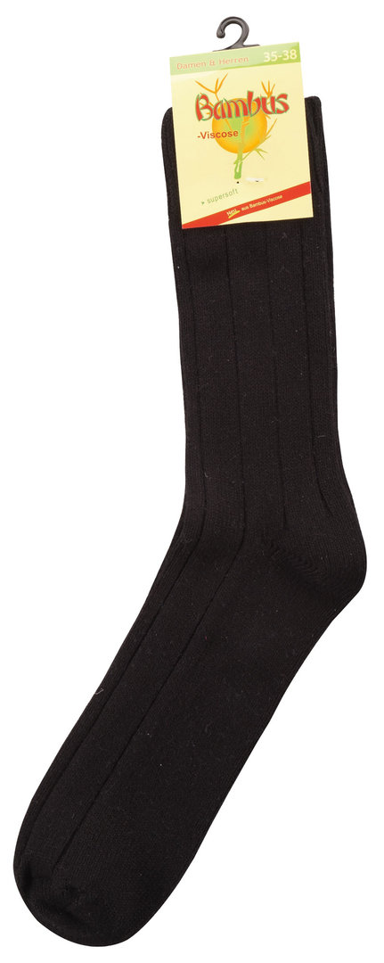 Warme Socken mit Viskose (Bambuszellstoff), Größe 35,38, Schwarz