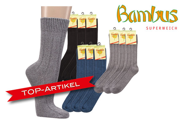 Warme Socken mit Viskose (Bambuszellstoff), Größe 39-42, Grau