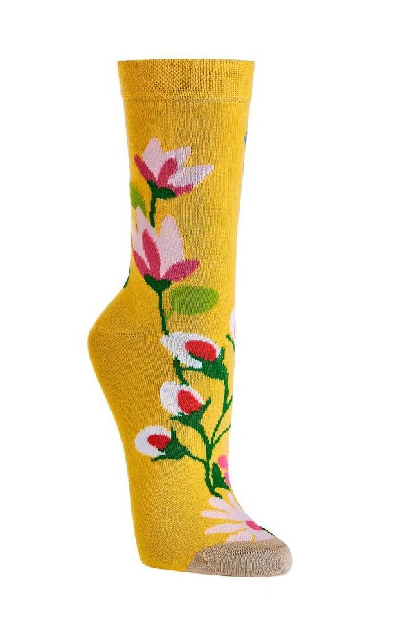 Motivsocken "Blütentraum", Größe 35-38, Gelb