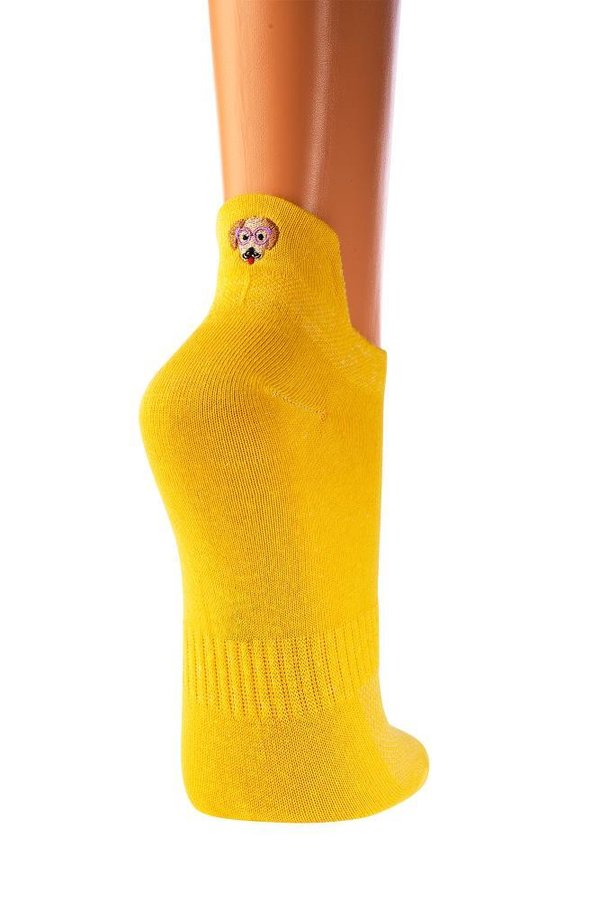 Unisex Sneakers Socken "Fersen-Stick", 3er Pack, Größe 36-41, Gelb-Hund