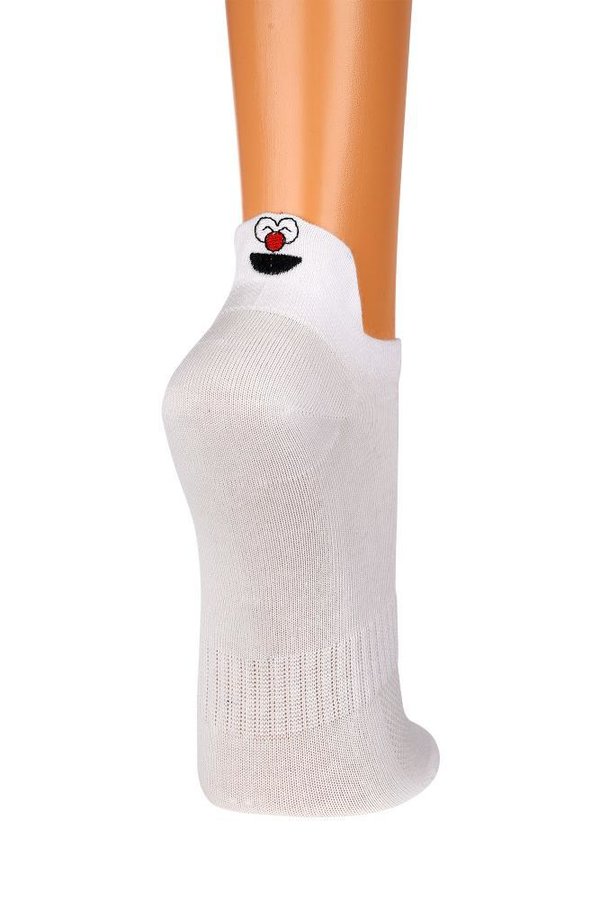 Unisex Sneakers Socken "Fersen-Stick", 3er Pack, Größe 42-47, Weiß-Smiley