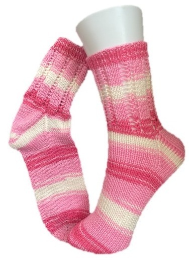 Handgestrickte Socken, Gr. 37/38, Pink/ Rosa