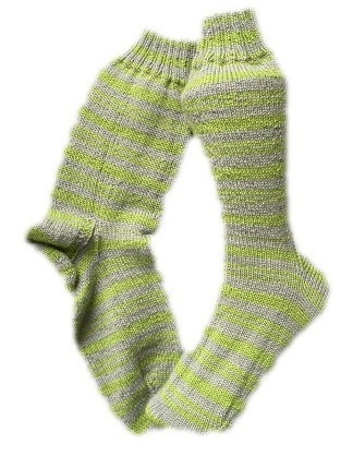 Handgestrickte Socken, Gr. 44/45, Grün/ Grau