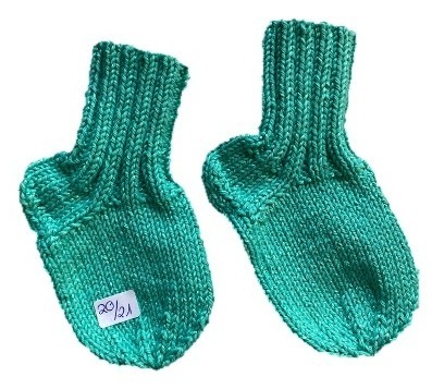 Handgestrickte Socken für Babys, Gr. 20/21, Türkis