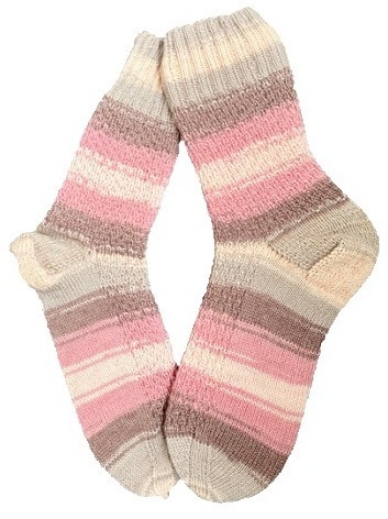 Handgestrickte Socken, Gr. 44/45, Braun/ Rosa