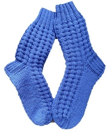 Handgestrickte Socken,  Gr. 39/40, Blau