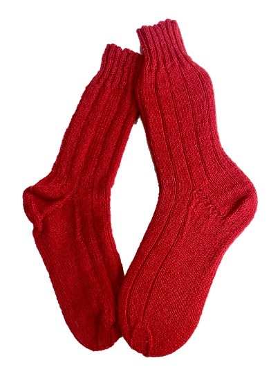 Handgestrickte Socken,  Gr. 39/40, Rot