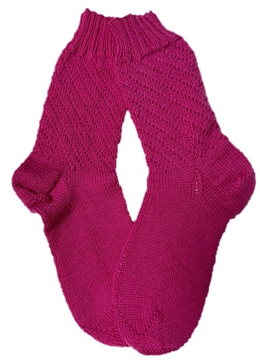 Handgestrickte Socken, Gr. 42/43,  Pink