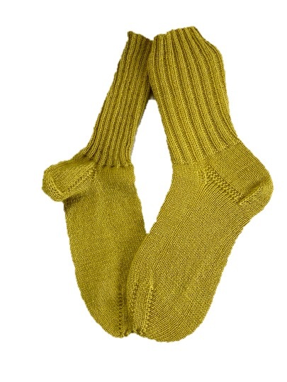 Handgestrickte Socken, Gr. 42/43, Gelb