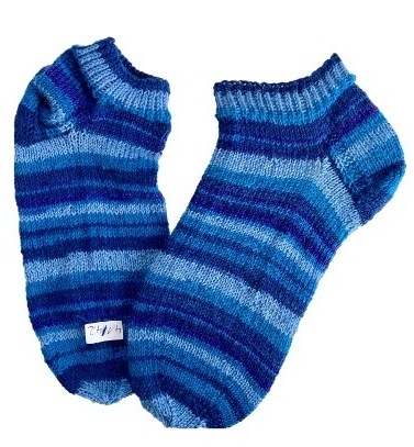 Handgestrickte Socken, Sneaker, Gr. 41/42,  Blau
