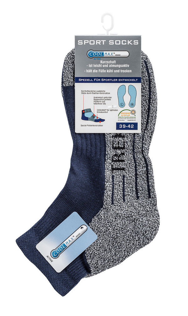 Kurzschaft COOLMAX® Trekking-Socken, Größe 35-38, Marine
