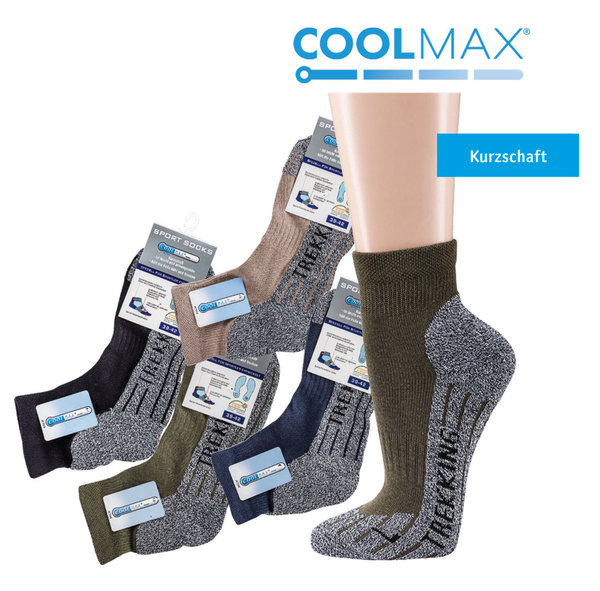 Kurzschaft COOLMAX® Trekking-Socken, Größe 43-46, Khaki