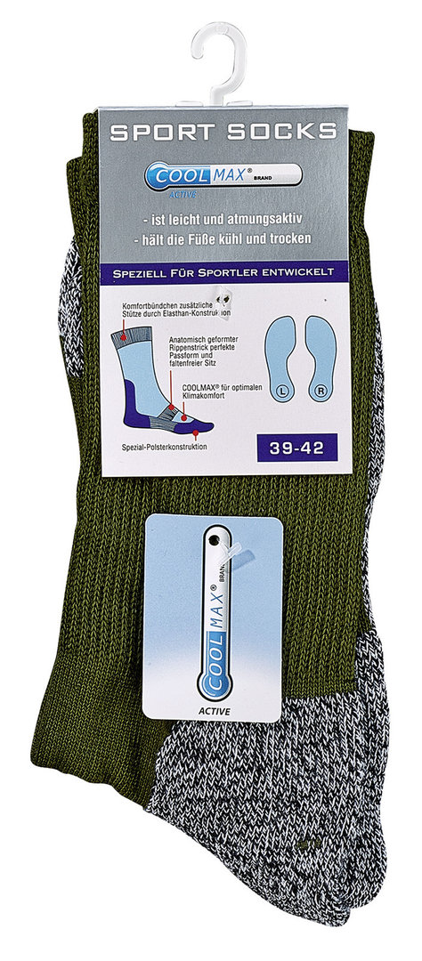 COOLMAX® Trekking-Socken, Größe 35-38, Khaki