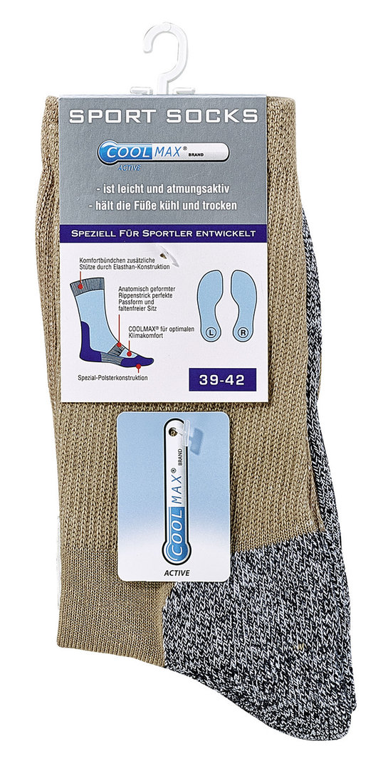 COOLMAX® Trekking-Socken, Größe 35-38, Beige
