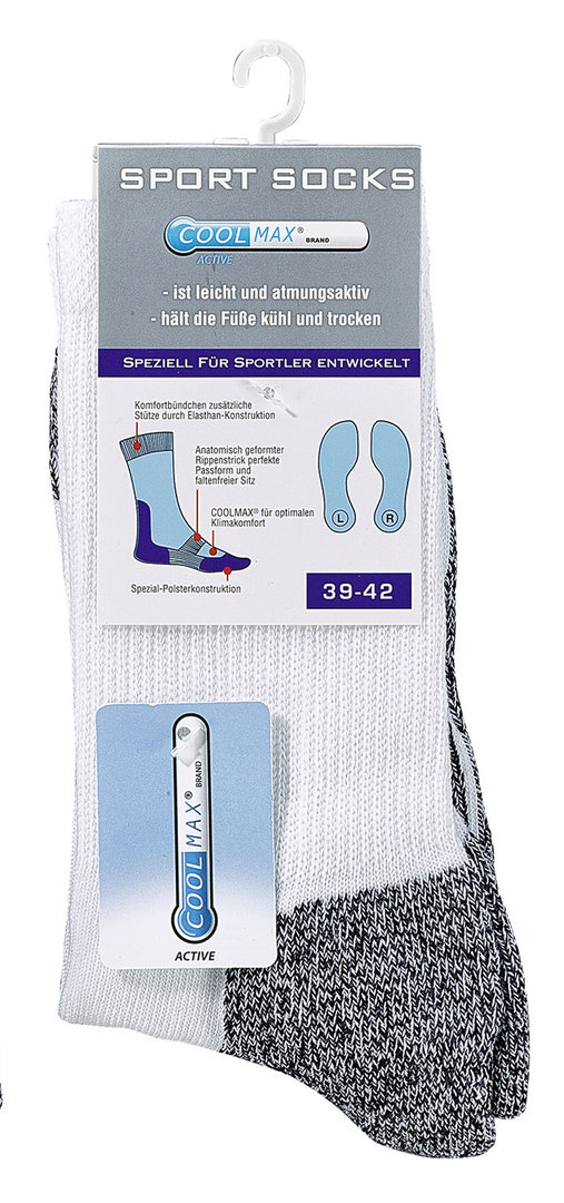COOLMAX® Trekking-Socken, Größe 39-42, Weiß