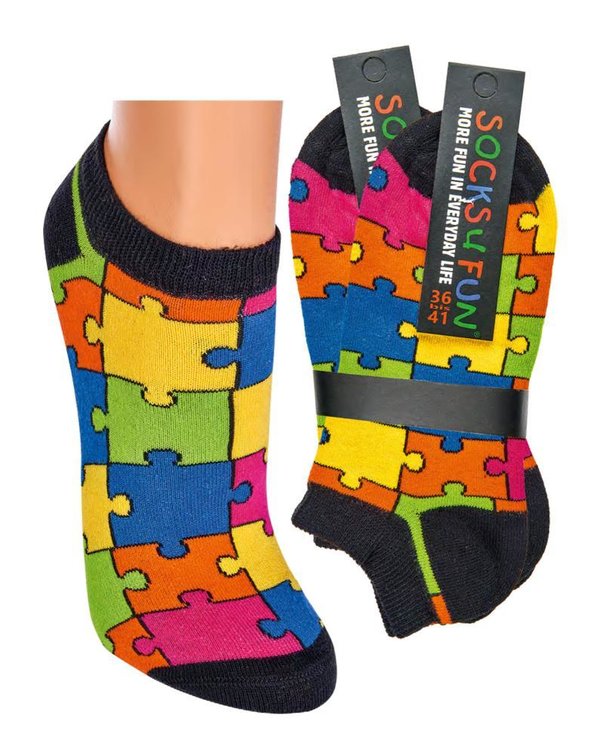 2er Pack Socks4Fun Sneaker "Puzzle", Größe 36-41