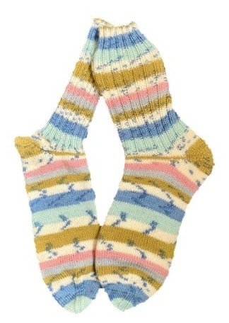 Handgestrickte Socken, Gr. 41/42, Bunt